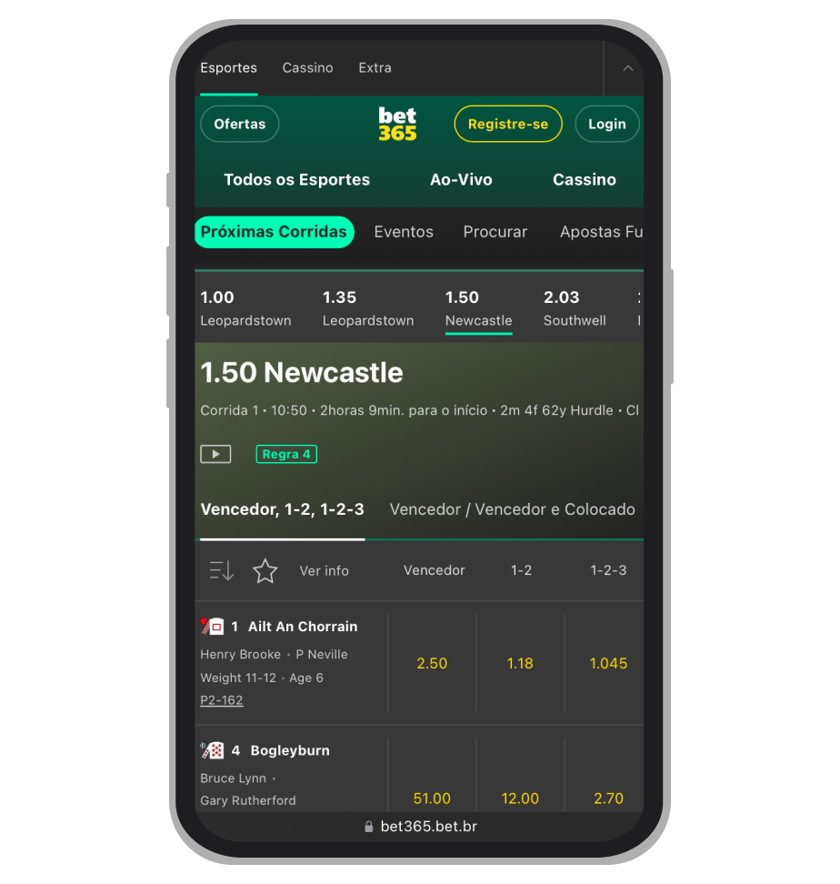 Agenda de corridas na Bet365