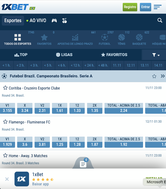 Seção de Esportes da 1xBet