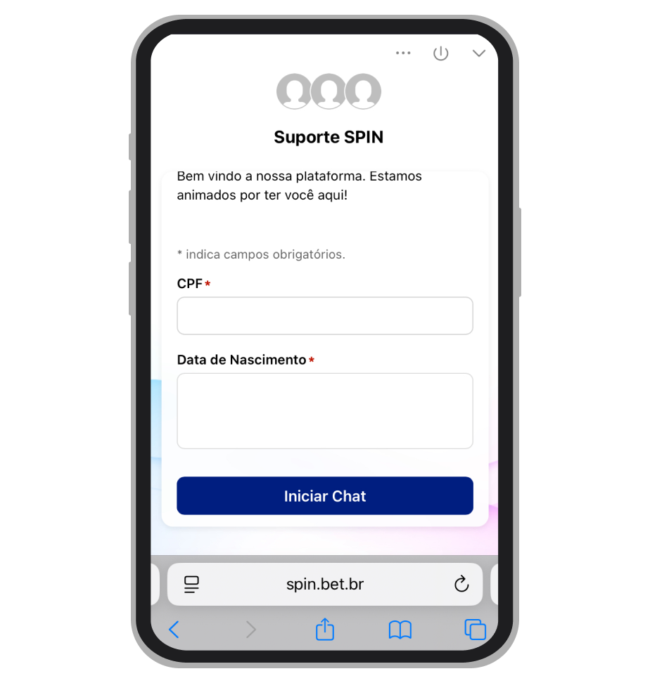 Chat ao vivo na plataforma Spin