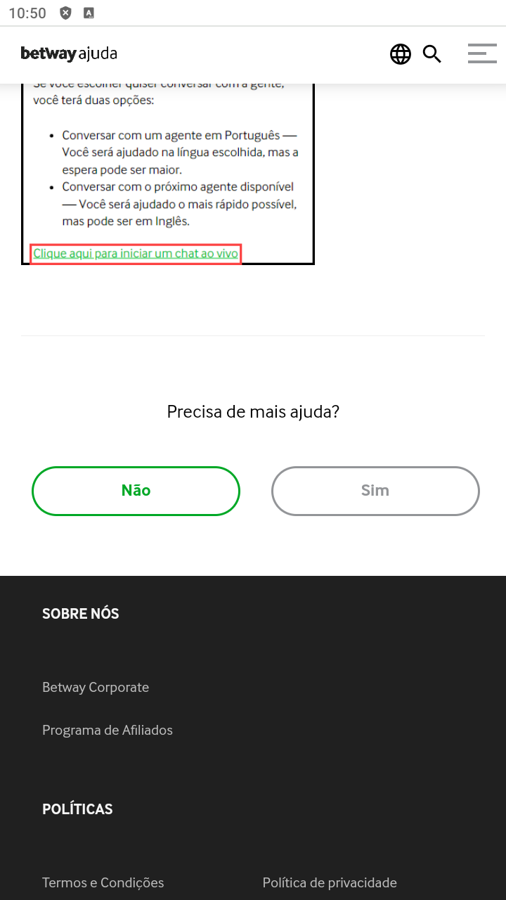 Precisa de mais ajuda? — Sim