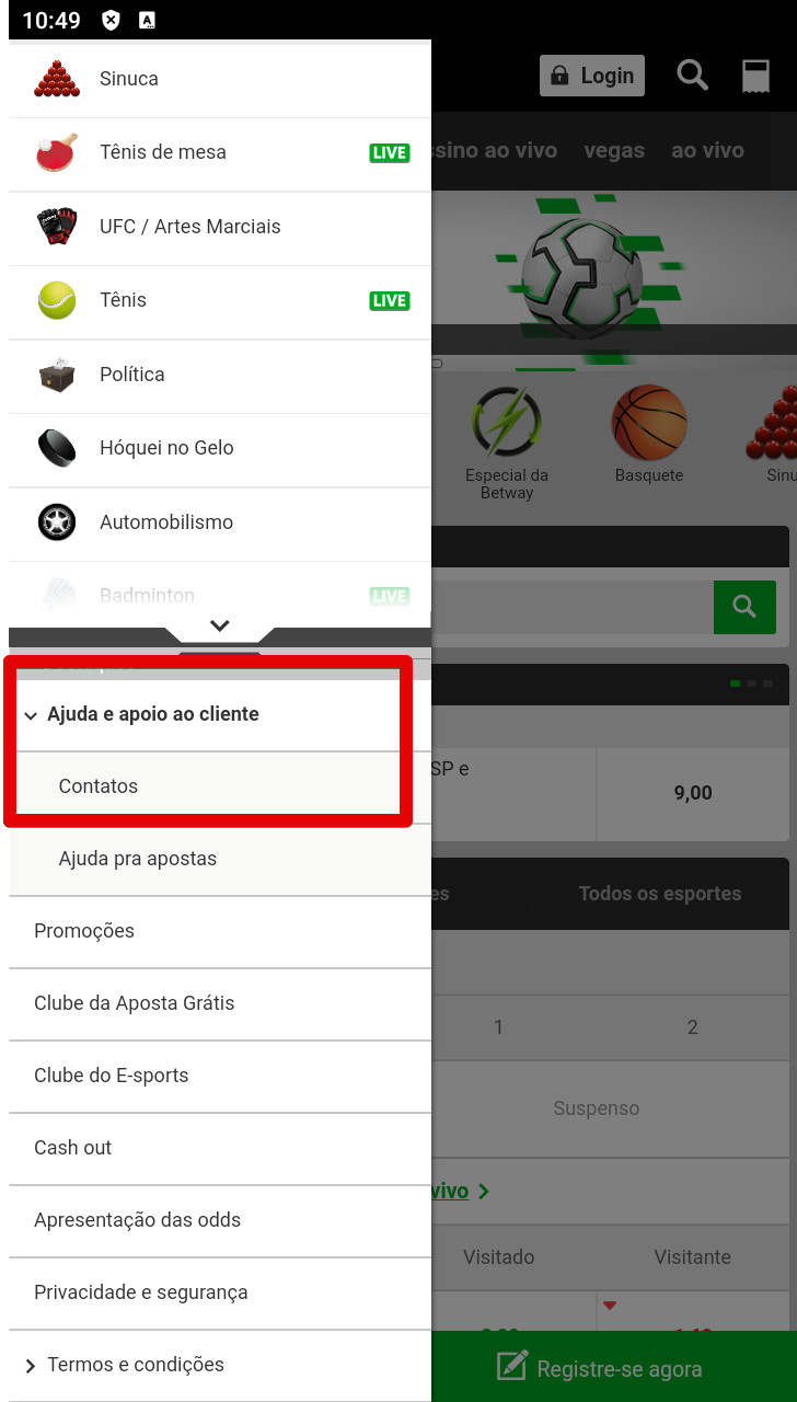 Link para a seção de ajuda
