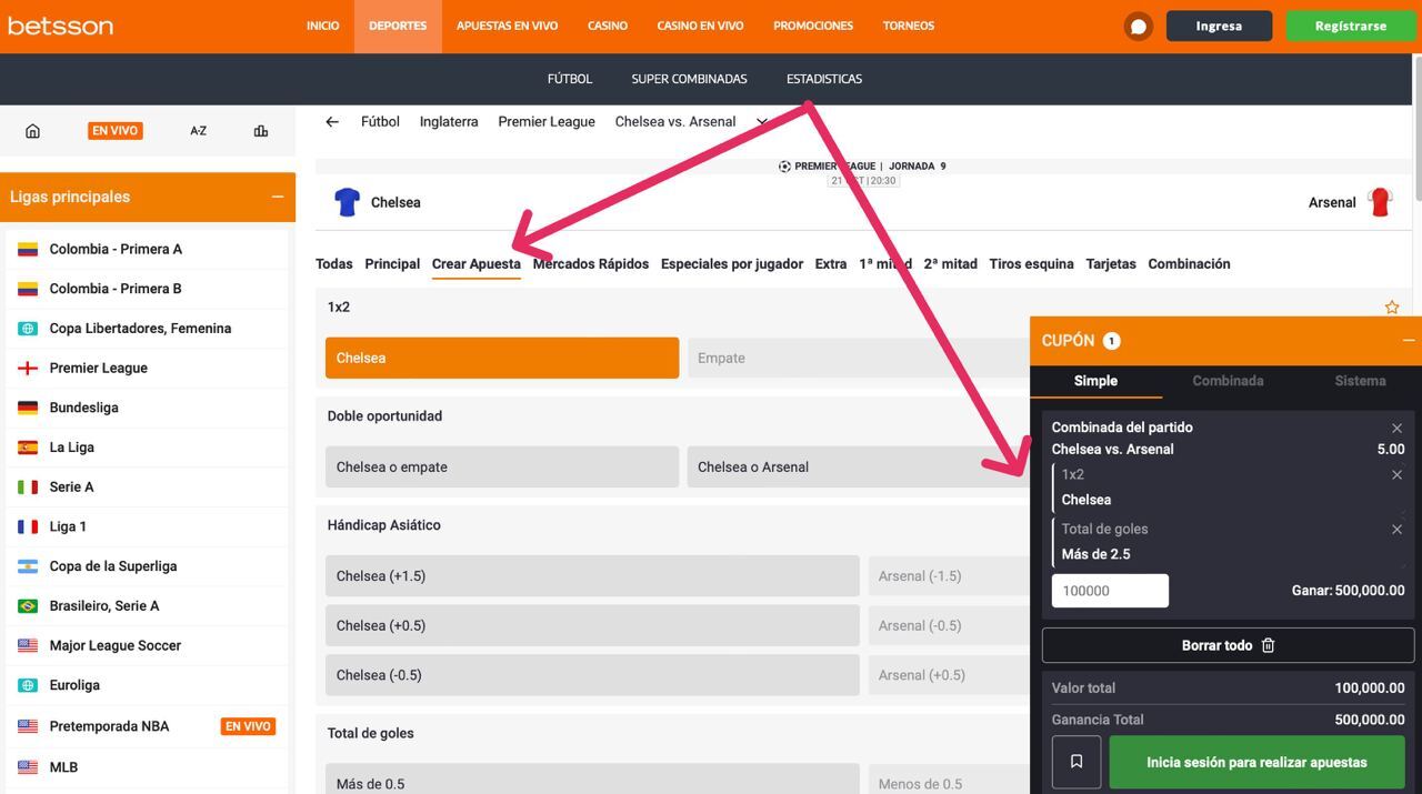 Crear Apuesta. Betsson
