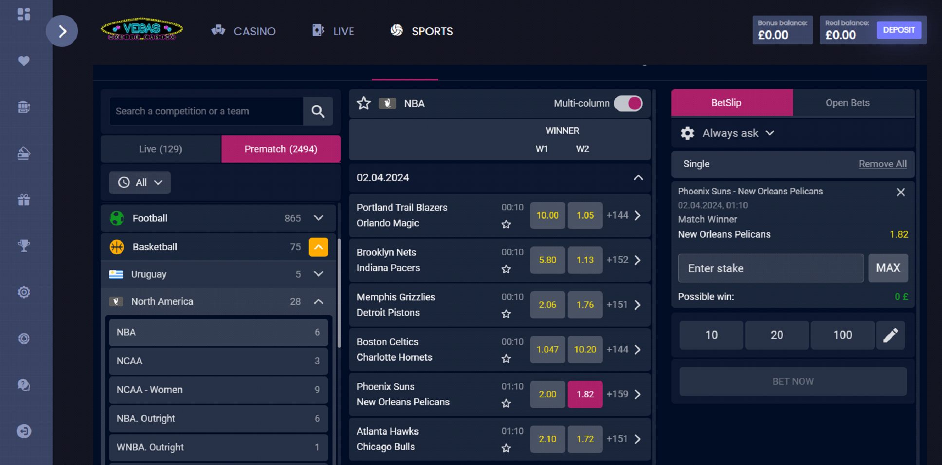 Bet at Vegas Mobile Casino