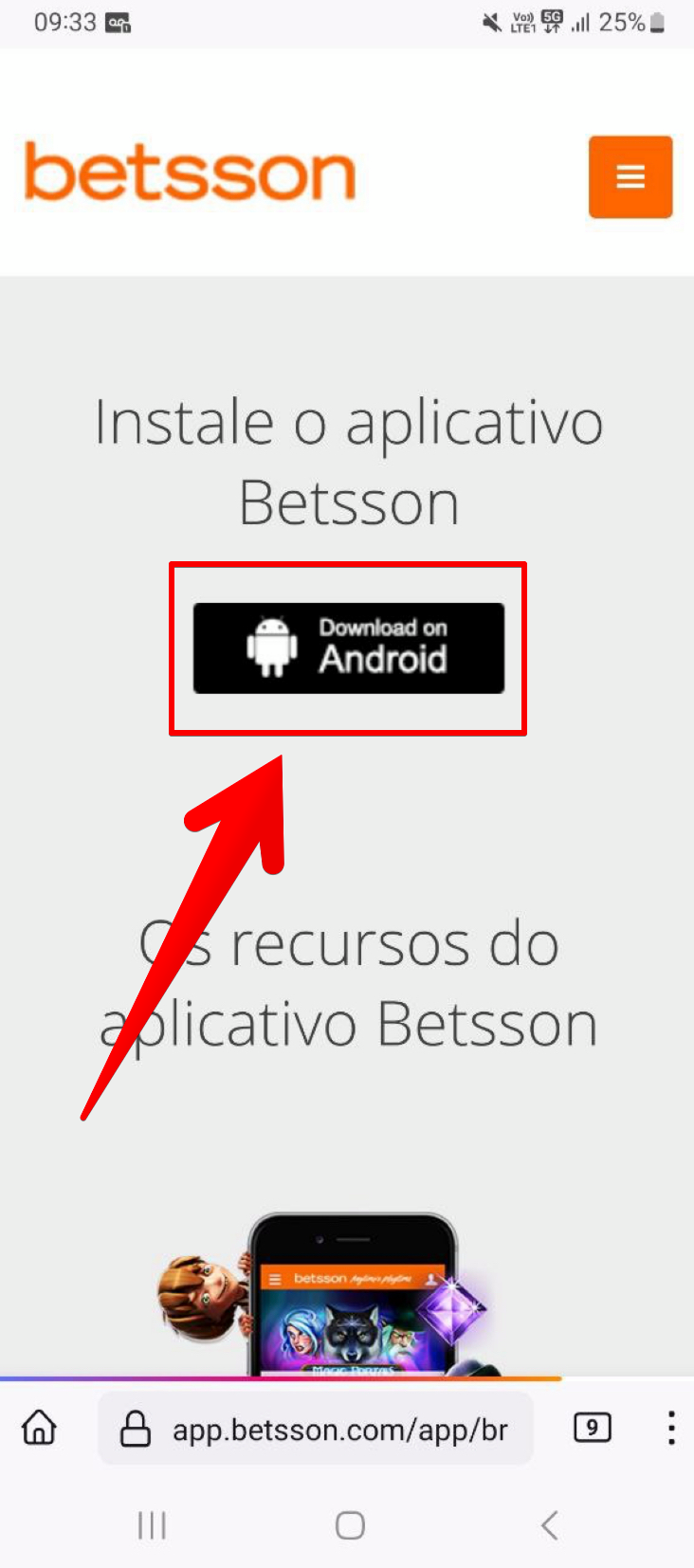 Entre no site do app.