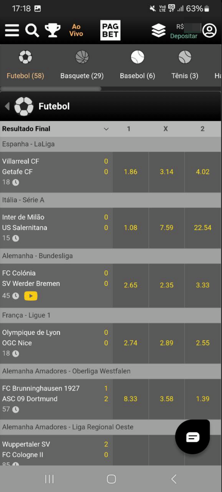 Apostas Ao Vivo.