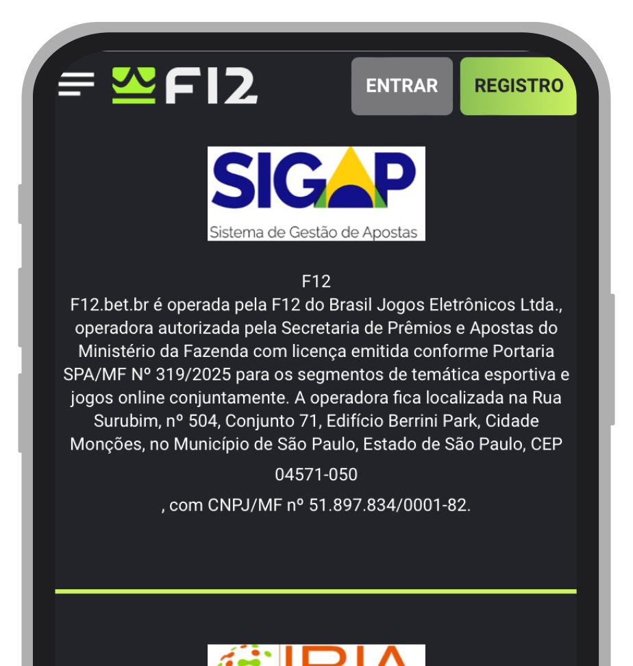 Licença da F12.bet