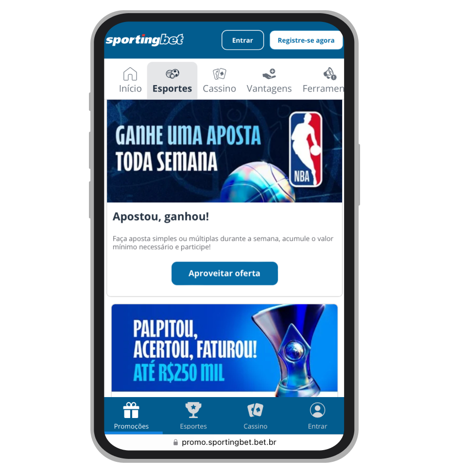 Promoções na plataforma