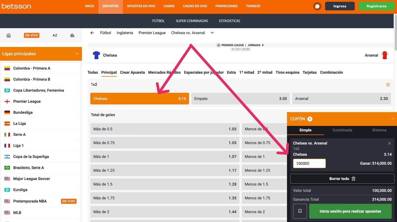 Apuesta simple. Betsson