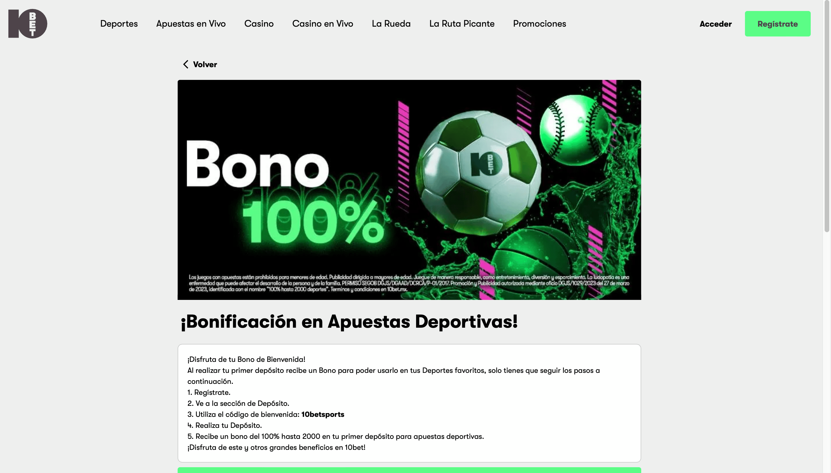 Bono por primer depósito en 10Bet