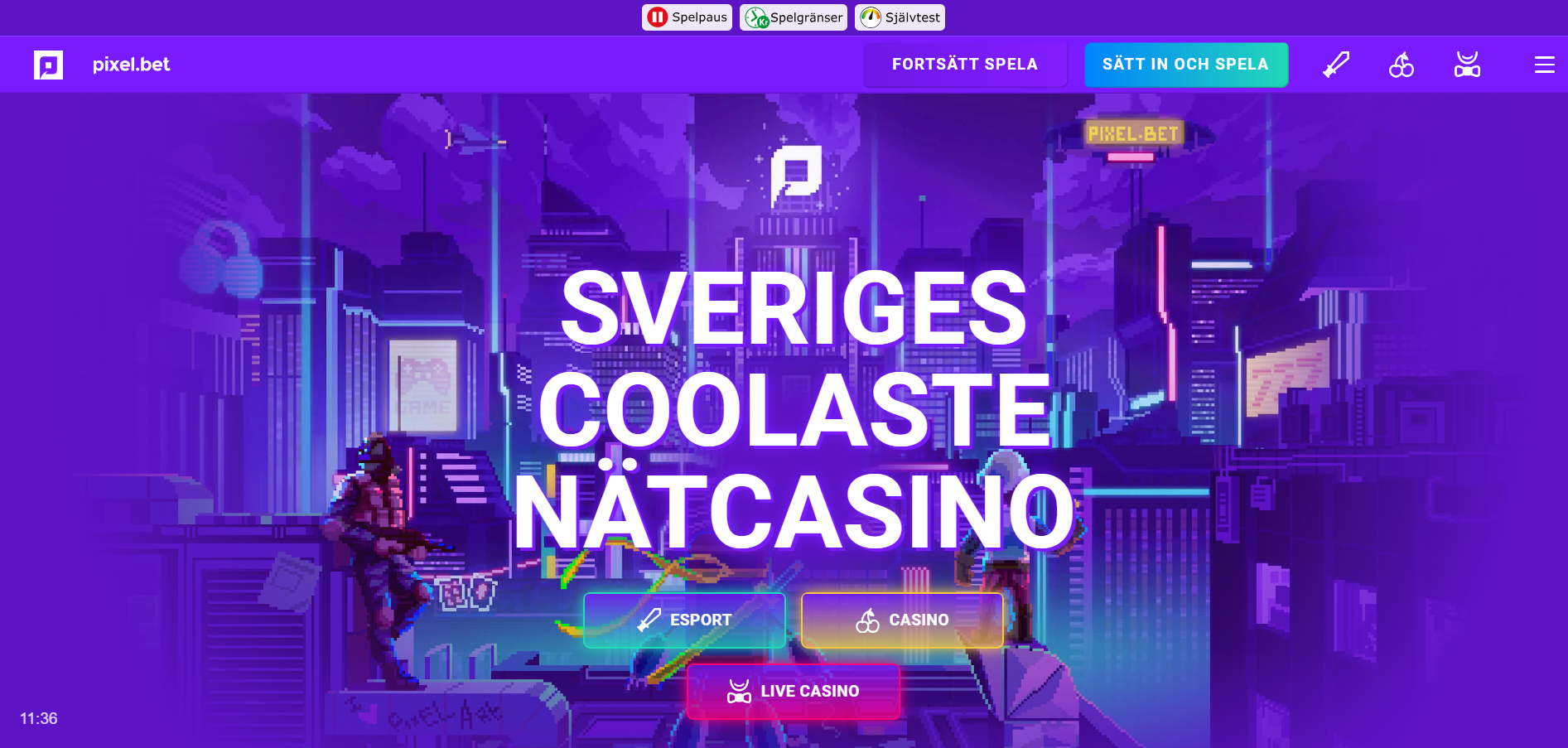 Pixelbets startsida
