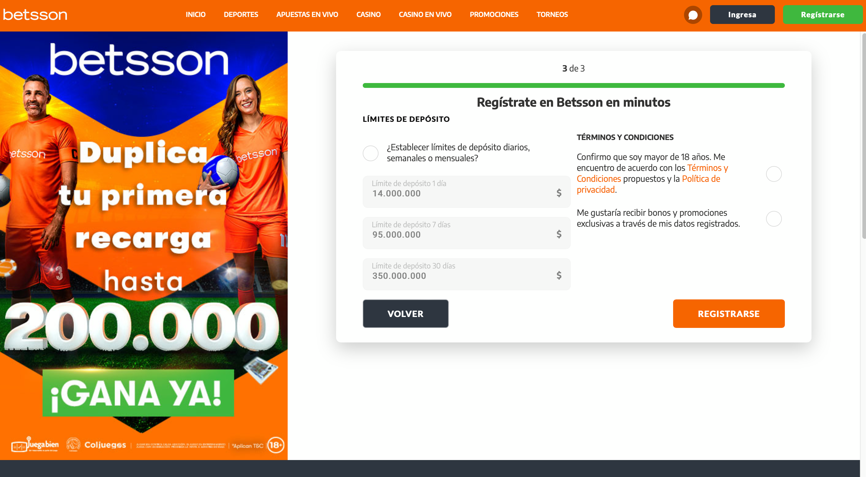 Tercer paso de registro