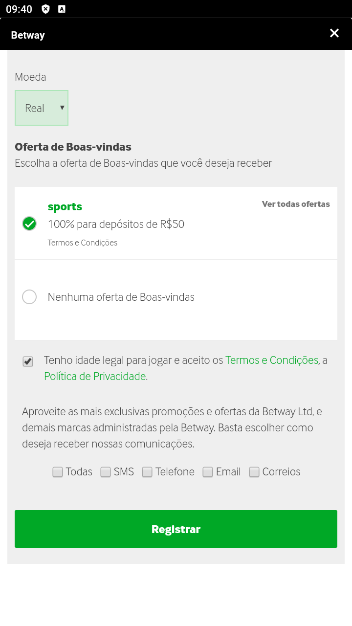 Término do formulário de cadastro