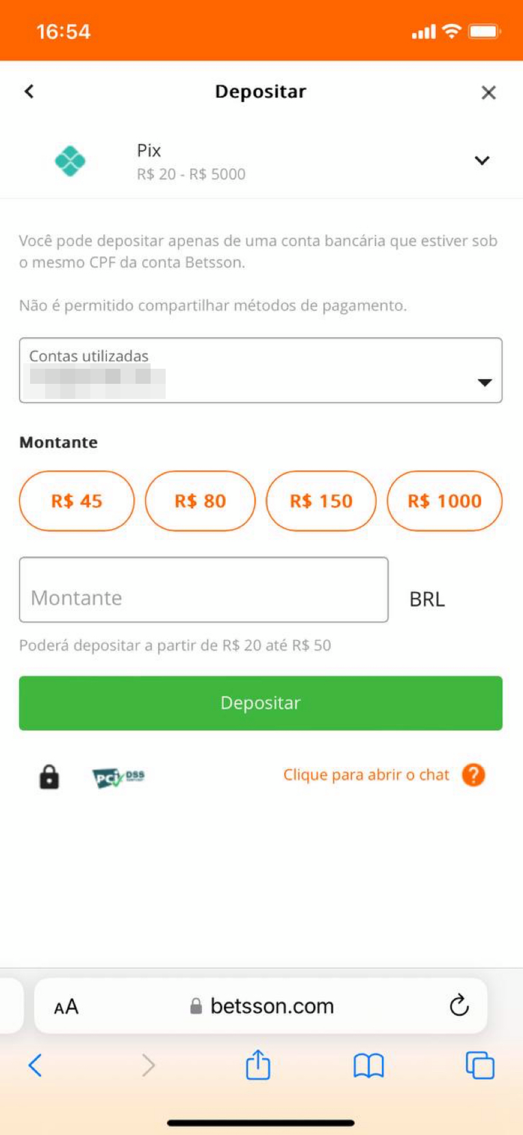 Faça o depósito via um dos métodos autorizados para a promoção. 
