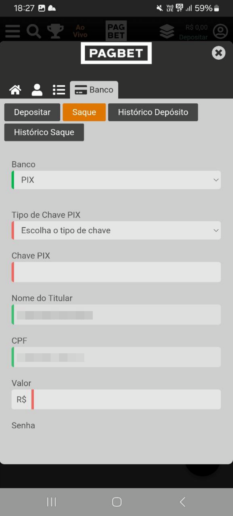 Preencha todas as informações necessárias. 
